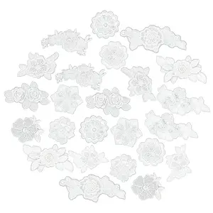 24Pcs 12 Styles Computerized Embroidery Polyester Ornament Accesories