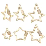 6Pcs 6 Styles Brass Micro Pave Clear Cubic Zirconia Screw Carabiner Lock Charms