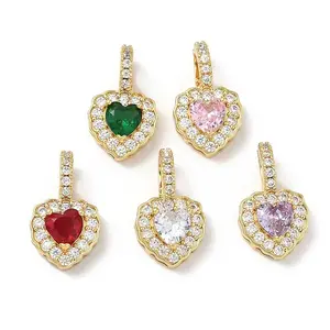 Brass Micro Pave Cubic Zirconia Pendants