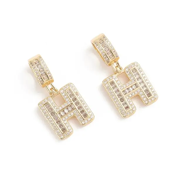 Brass Micro Pave Cubic Zirconia Pendants