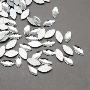 Transparent Faceted Horse Eye Acrylic Hotfix Rhinestone Flat Back Cabochons for Garment Design