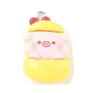 Cute Pig Theme Opaque Resin Pendants