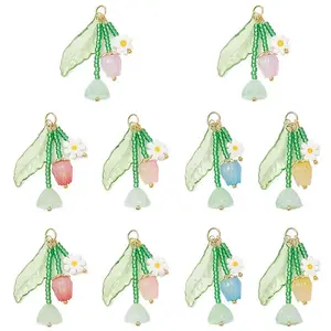 20Pcs 5 Colors Glass Pendants