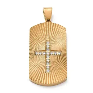 304 Stainless Steel Micro Pave Cubic Zirconia Pendants