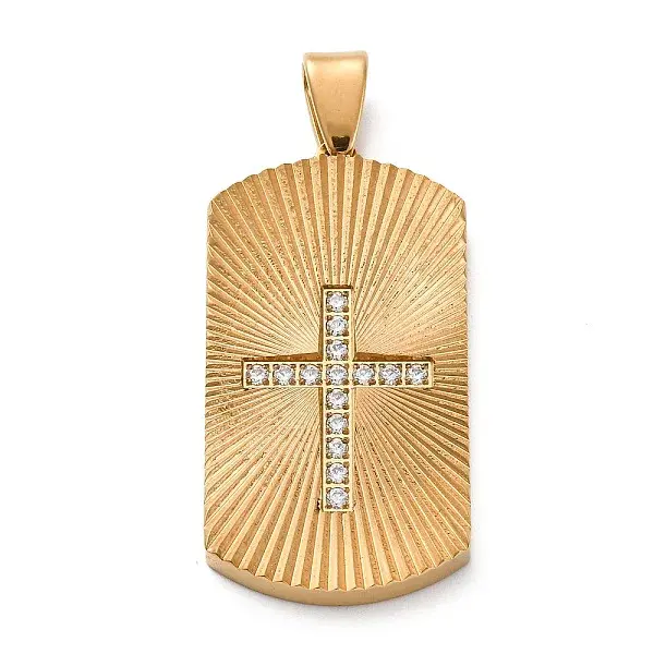 304 Stainless Steel Micro Pave Cubic Zirconia Pendants