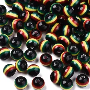 Ghana Jamaica Reggae Stripe Resin Beads