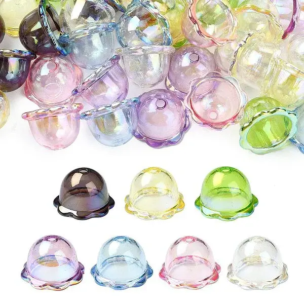 35Pcs 7 Colors UV Plating Acrylic Bead Caps