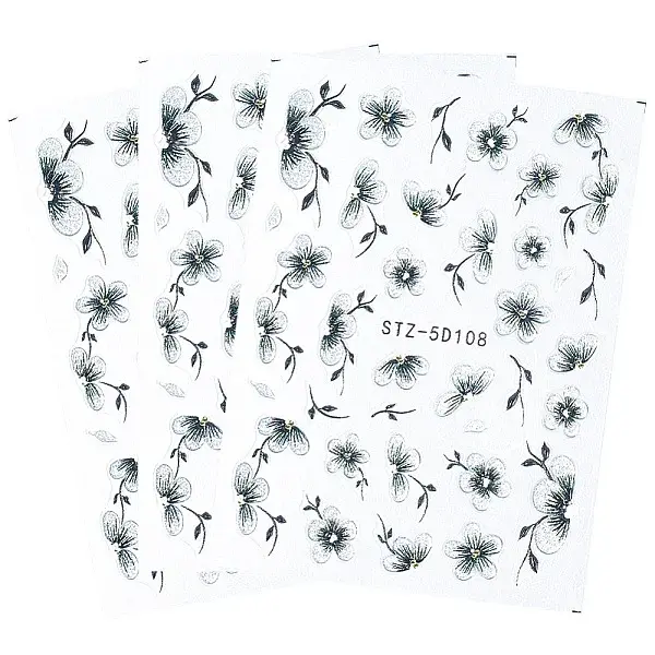 3Pcs Flower ABS Plastic Self Adhesive Nail Art Stickers