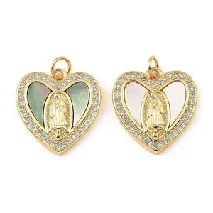 Brass Cubic Zirconia with Shell Pendants