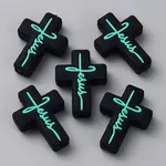 Cross with Word Jesus Silicone Beads