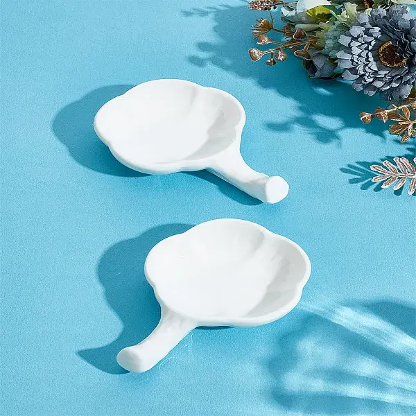 2Pcs Flower Shape Ceramics Ink Plate with Handle
