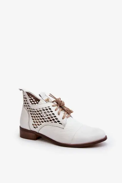 Zazoo 2878 Nízke Prekrojené Kožené Dámske Biele Topánky