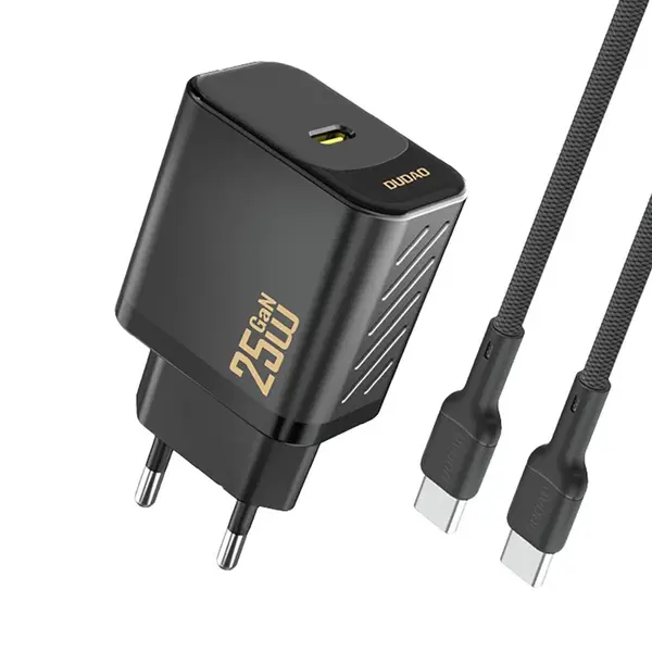 Dudao A27CEU nabíječka USB-C + kabel USB-C - USB-C, PD 25W GaN, černá