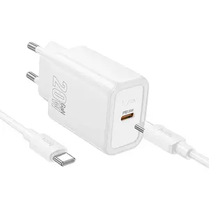 Hoco Síťová nabíječka N60 USB-C + kabel USB-C - USB-C, PD QC 20W, bílá