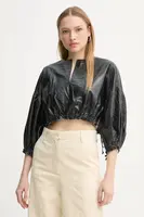 Kožená halenka Day Birger et Mikkelsen Dorothy černá barva, hladká, DAY65243672