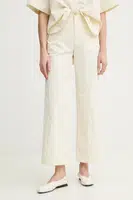 Kalhoty AERON BLADE dámské, béžová barva, široké, high waist, PA314537