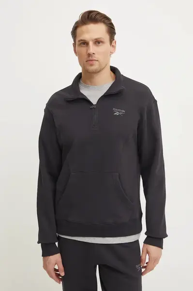 Bavlněná mikina Reebok Classic pánská, černá barva, s aplikací, 100214081