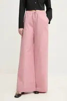 Kalhoty Moschino Jeans dámské, růžová barva, široké, high waist, 0335 3224