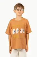 Dětské bavlněné tričko Tinycottons MIDNIGHT GRAPHIC TEE hnědá barva, s potiskem, SS25-093
