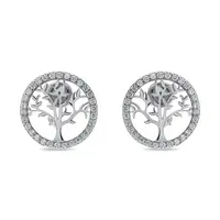 Brilio Silver Půvabné stříbrné náušnice se zirkony Strom života EA233W