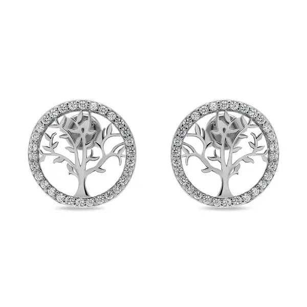 Brilio Silver Půvabné stříbrné náušnice se zirkony Strom života EA233W