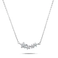 Brilio Silver Něžný stříbrný náhrdelník s květinkami NCL02W