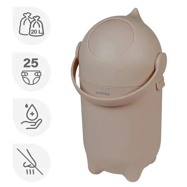 NATTOU Koš na pleny Dropy Taupe 27 cm, 20l