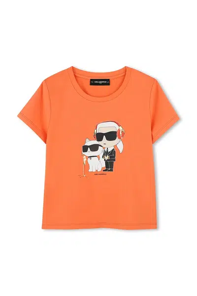 Dětské bavlněné tričko Karl Lagerfeld oranžová barva, Z30492