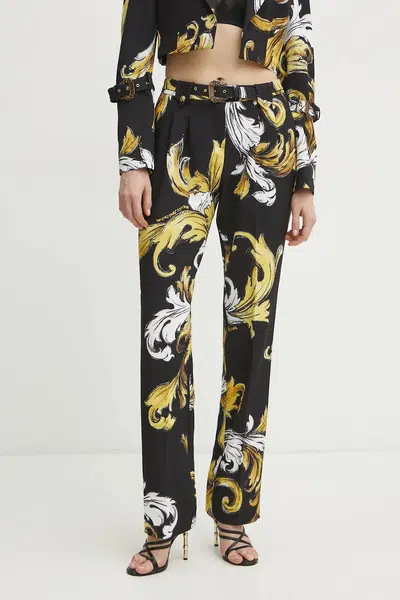 Kalhoty Versace Jeans Couture dámské, černá barva, jednoduché, high waist, 78HAA111 NS636
