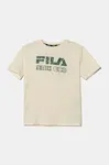Dětské bavlněné tričko Fila IFFEZHEIM béžová barva, s potiskem, FAT0667