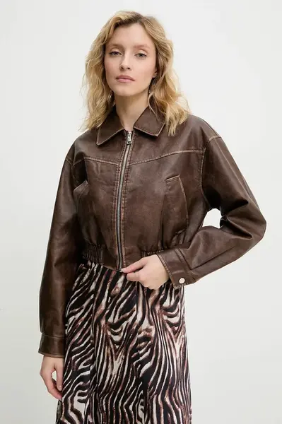 Bunda Answear.LAB hnědá barva, přechodná, oversize