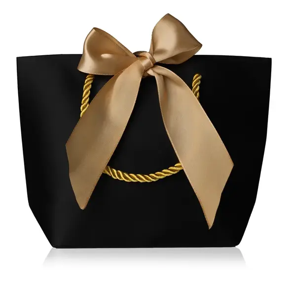 Troli Černá dárková taška se zlatou stuhou S