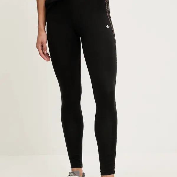 Legíny adidas Originals dámské, černá barva, s aplikací, JW7307