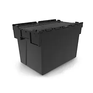 2 x Přepravní nádoba s černým víkem ze 100% recyklovaného materiálu, 600x400x310 mm