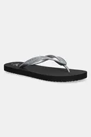 Žabky Calvin Klein Jeans BEACH SANDAL MONOLOGO TPU dámské, stříbrná barva, na plochém podpatku, YW0YW01719