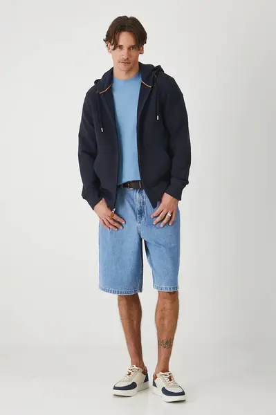 Mikina Medicine pánská, tmavomodrá barva, s kapucí, vzorovaná