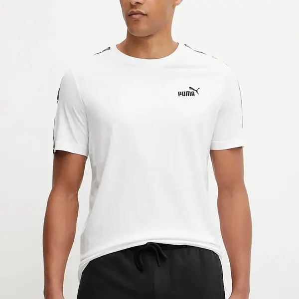 Bavlněné tričko Puma pánské, bílá barva, s aplikací, 684674