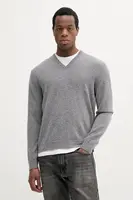 Vlněný svetr United Colors of Benetton pánský, šedá barva, 1002U4407