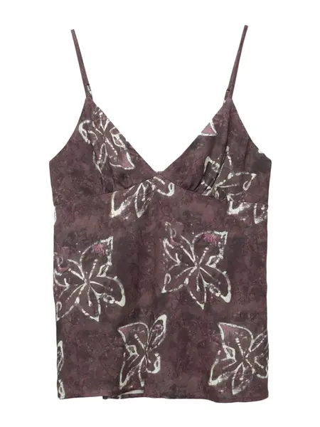 Pull&Bear Top  baklažánová / ružová / biela