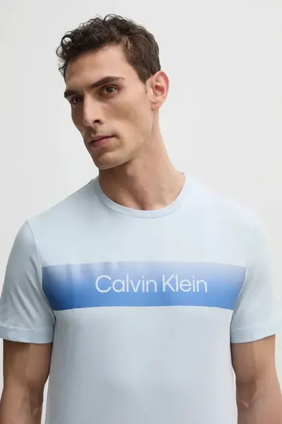 Bavlněné tričko Calvin Klein modrá barva, s potiskem, K10K114163