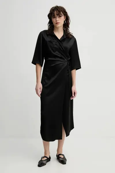 Šaty Nanushka LAIS černá barva, midi, NW20CRDR03199