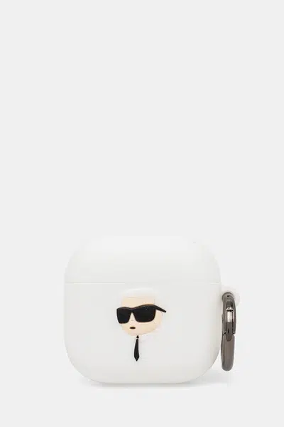 Pouzdro na airpod Karl Lagerfeld AirPods 4 bílá barva, KLA4RUNIKH
