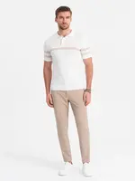Ombre Men's classic cut pants in fine check - sand