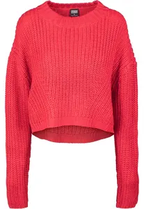 Dámský široký oversize svetr ohnivě červené barvy