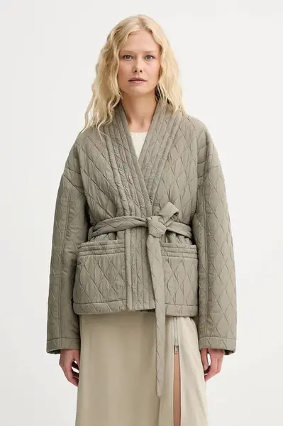 Bunda MUNTHE PIFITA zelená barva, přechodná, oversize, 252151525201