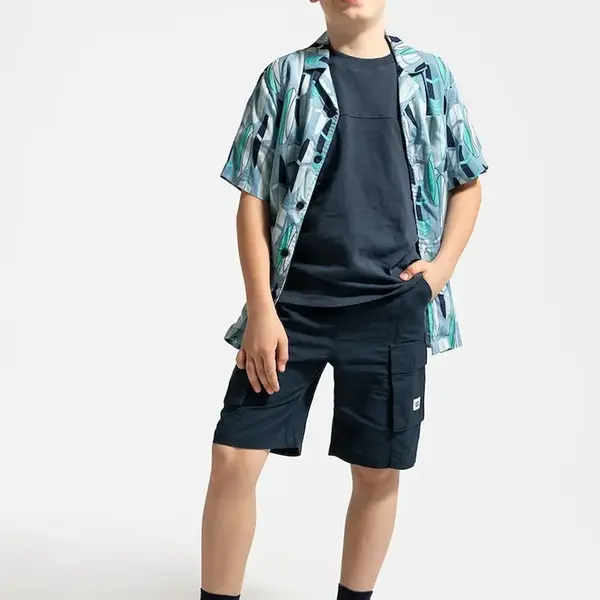 Kraťasy Coccodrillo tmavomodrá barva, nastavitelný pas, HOLIDAY SPLASH BOY JUNIOR