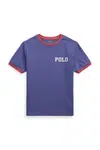 Dětské bavlněné tričko Polo Ralph Lauren tmavomodrá barva, s aplikací, 323971297003