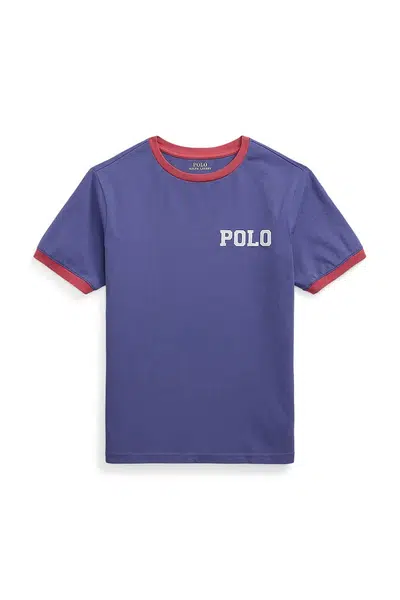 Dětské bavlněné tričko Polo Ralph Lauren tmavomodrá barva, s aplikací, 323971297003