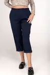 Navy blue cotton trousers with elastic band
