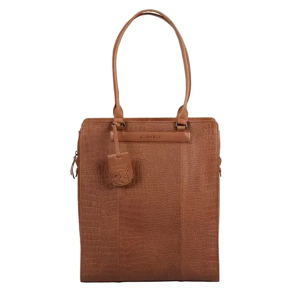 Dámska kožená kabelka na notebook Burkely Latia - koňak